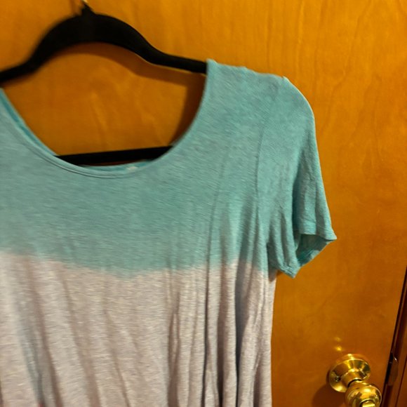 My Story casual Top Blue Gray Pink Stretchy Size Medium - Picture 4 of 12